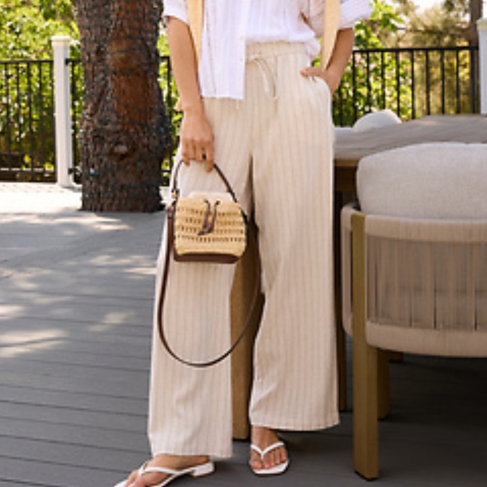 Skies are Blue Stripe Pull On Pants Beige 1X‎ New With Tags Stitch Fix - Picture 2 of 6